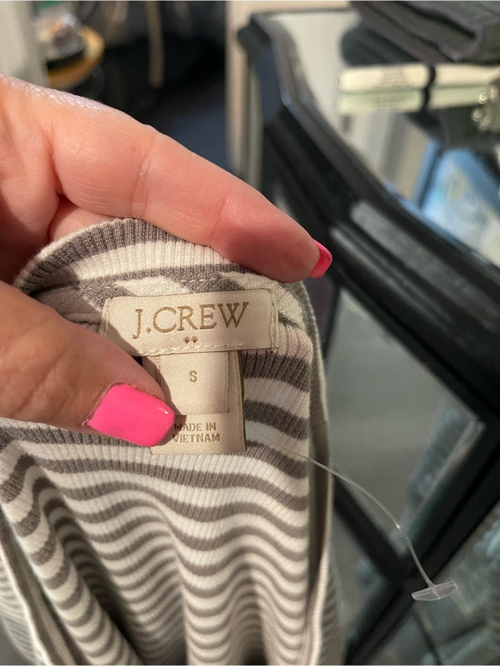 J crew Gray & White Striped Long Sleeve Tee - Picture 6 of 7